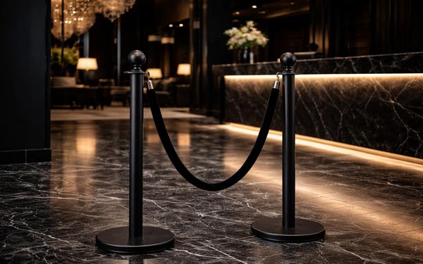 Dây nhung cột chắn màu đên tại khách sạn