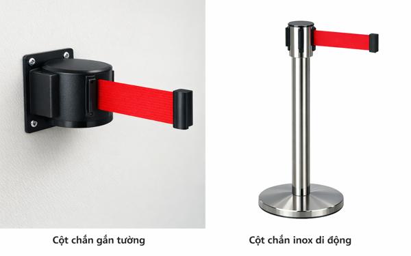 So sánh đầu cột chắn gắn tường và cột chắn inox di động – Nên chọn loại nào?