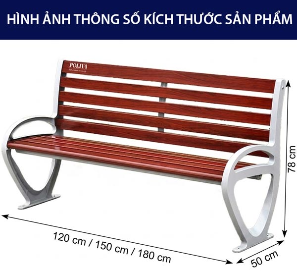 Kích thước ghế băng dài có tựa lưng