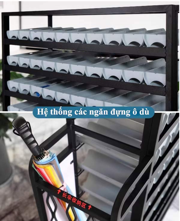 Ngăn chứa ô dù gấp gọn và ngăn chưa ô cán dài