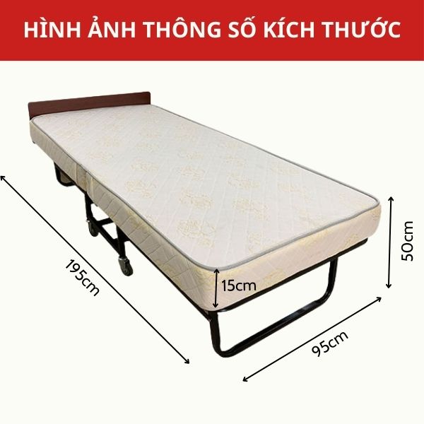 Kích thước giường phụ khách sạn đệm mút 15 cm