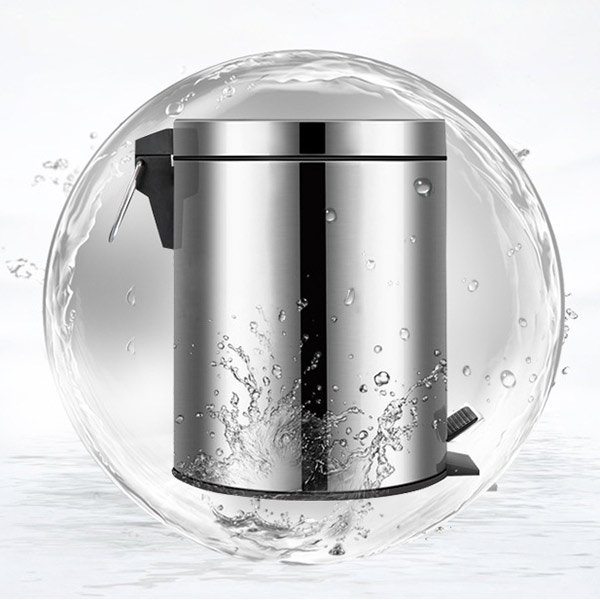 Thùng rác inox cao cấp đạp chân tròn được làm bằng inox 304 cao cấp, bền bỉ, chống gỉ sét