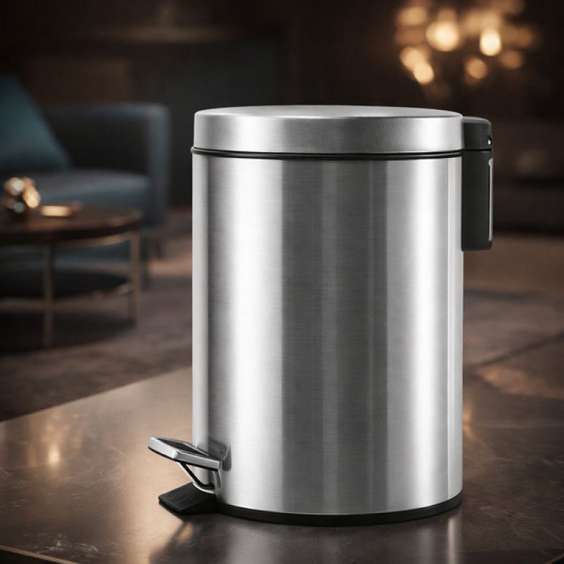 Thùng rác inox 304 đạp chân tròn 5l của Poliva