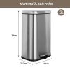 Thùng rác inox vuông đạp chân 12L