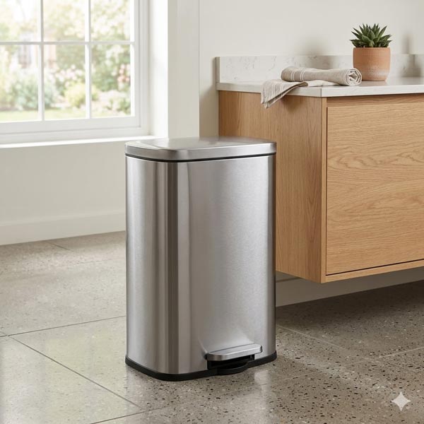 thùng rác inox vuông đạp chân 20l