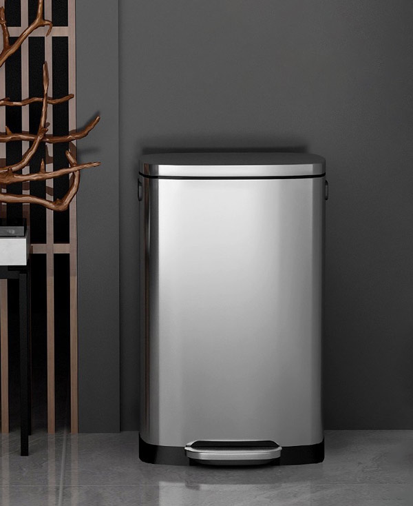 Thùng rác đạp chân 50 lít được làm inox xước chống nước vân tay hiệu quả
