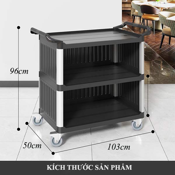 Kích thước xe đẩy nhựa 3 tầng