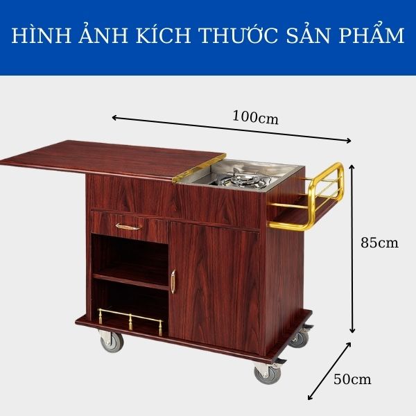 Kích thước xe đẩy phục vụ bàn ăn có bếp