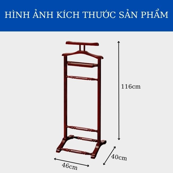 Kích thước cây treo áo khoác bằng gỗ