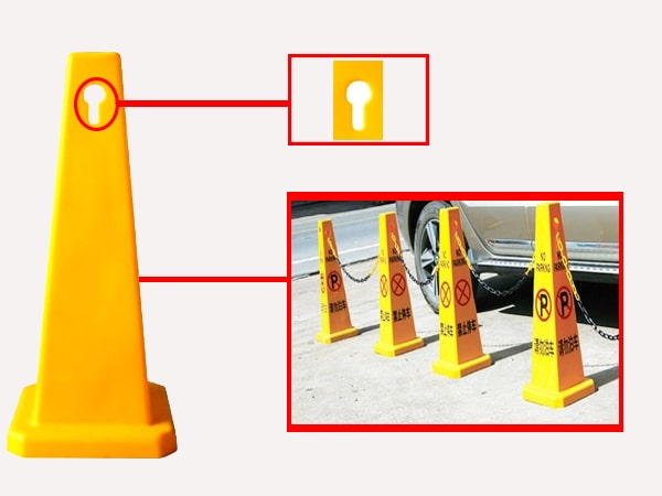 Thiết kế lỗ luồn dây xích tạo thành hàng rào chắn
