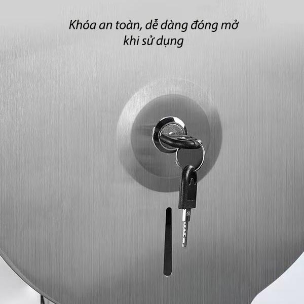 Hộp đựng giấy vệ sinh inox cao cấp có đi kèm khóa bảo vệ