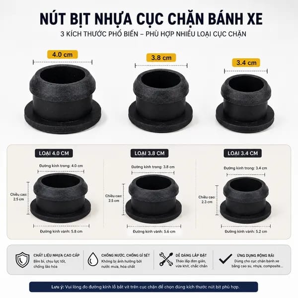 nút bịt nắp trên cục chặn bánh xe