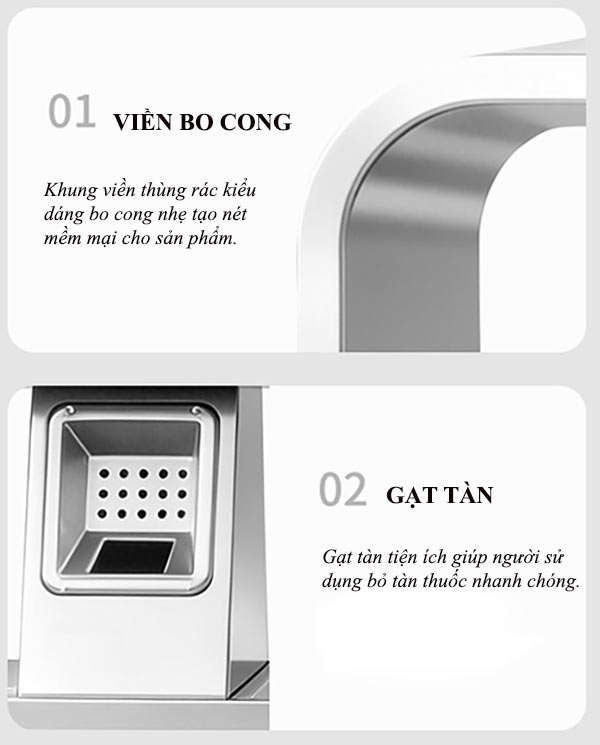 Thùng rác có khay gạt tàn tiện dụng ở không gian công cộng