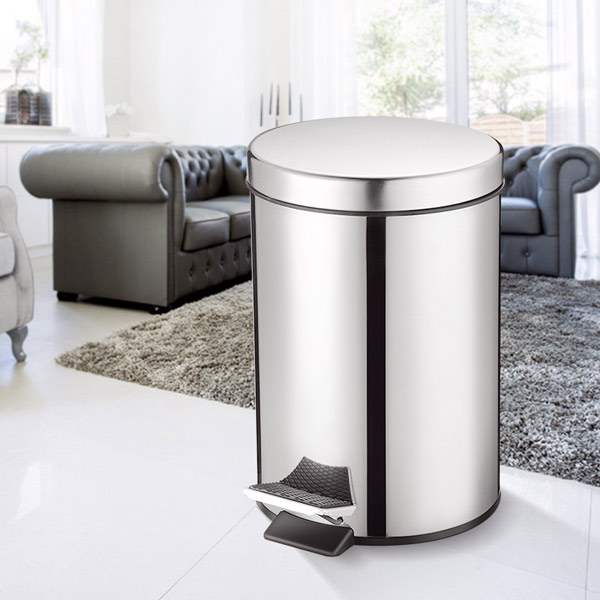 Thùng rác inox tròn đạp chân cao cấp, bền bỉ, chống gỉ sét hiệu quả