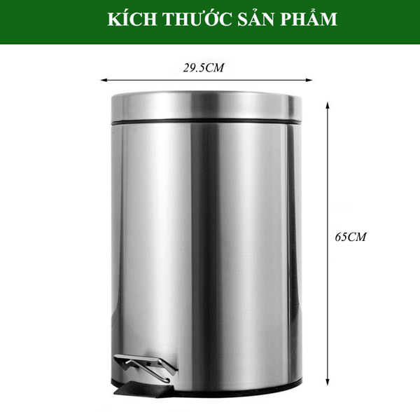 thùng rác inox 304 đạp chân 30l