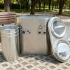 Thùng rác inox nắp lật phân loại 2 ngăn