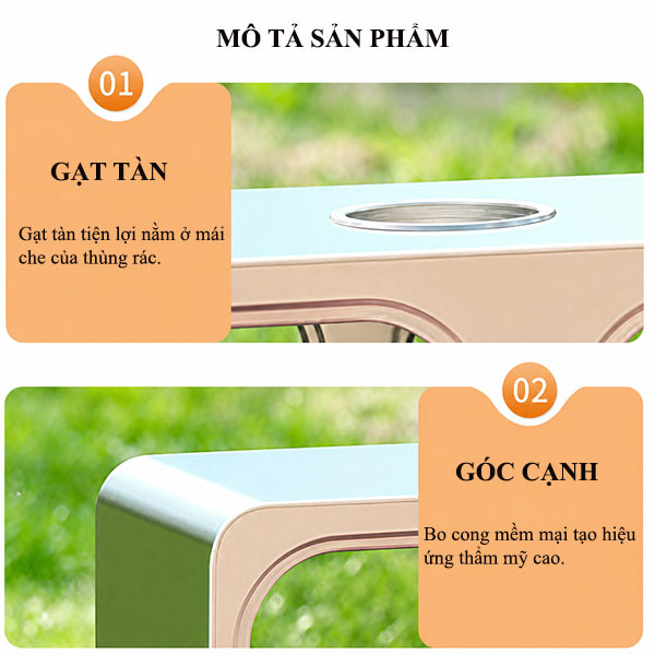 Thùng rác ngoài trời 2 ngăn inox