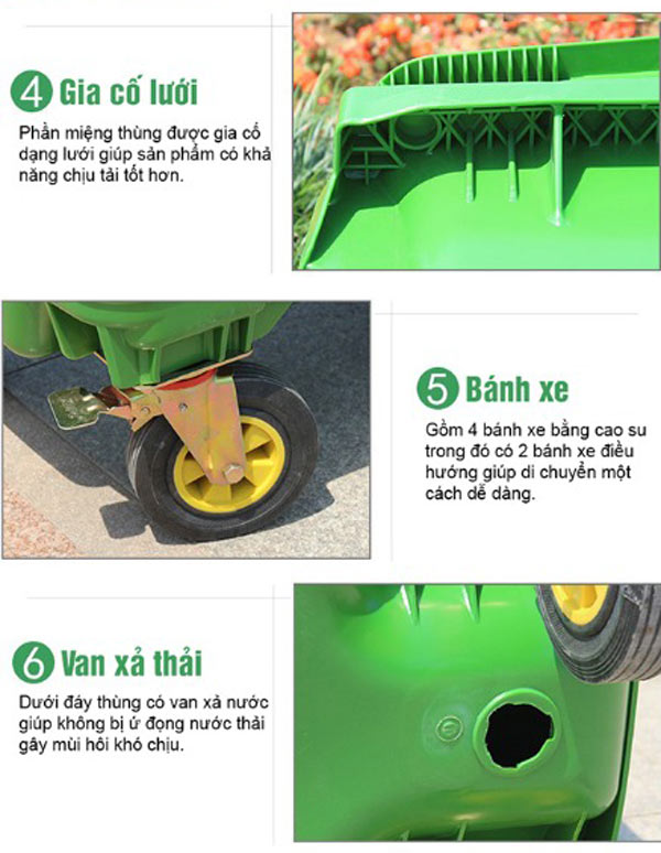 Hình ảnh mô tả thùng rác nhựa 1100L