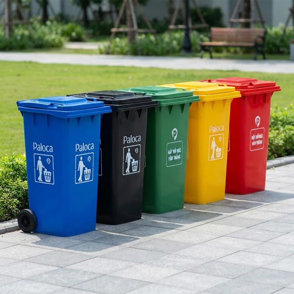 Thùng rác công nghiệp 360 lít Paloca đa dạng màu sắc
