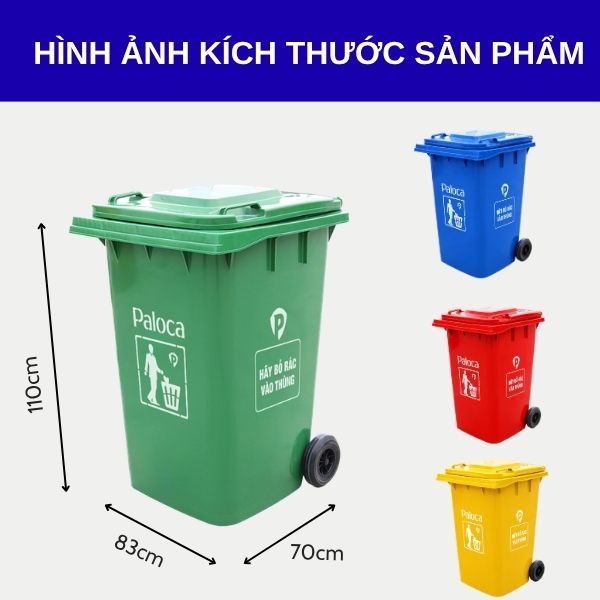 Hình ảnh kích thước thùng rác nhựa HDPE 360L