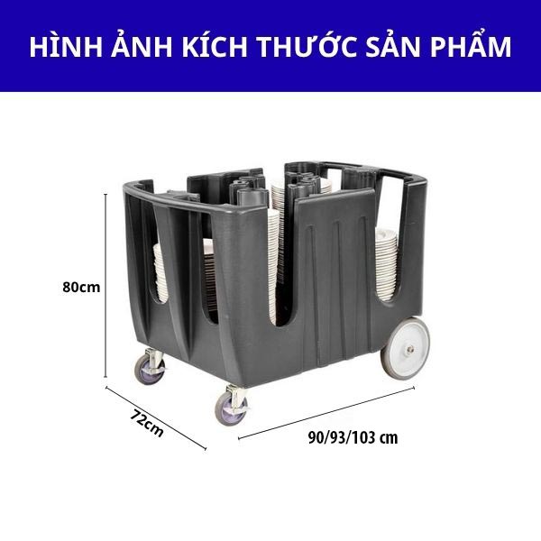 Kích thước xe chở bát đĩa nhà hàng màu ghi