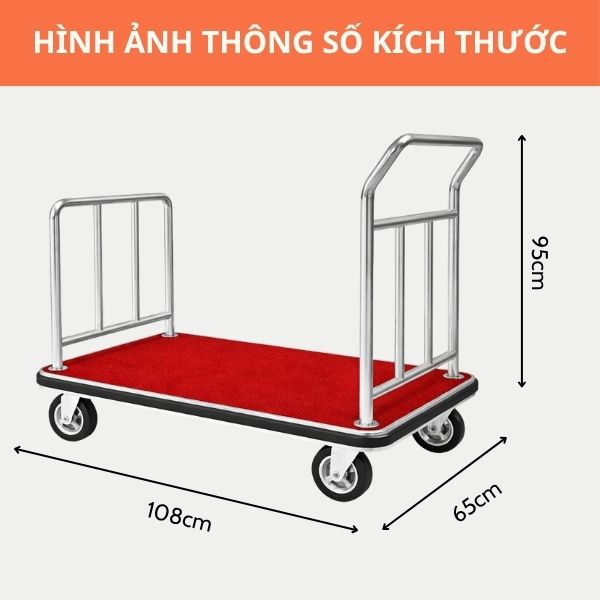 Kích thước xe chở hành lý khách sạn hình chữ U