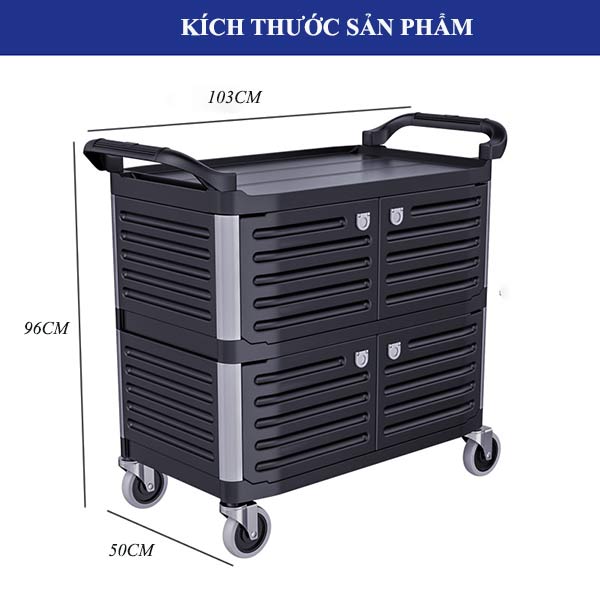 Kích thước xe đẩy đồ ăn khách sạn Poliva
