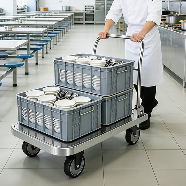 Xe đẩy hàng inox 4 bánh của Poliva
