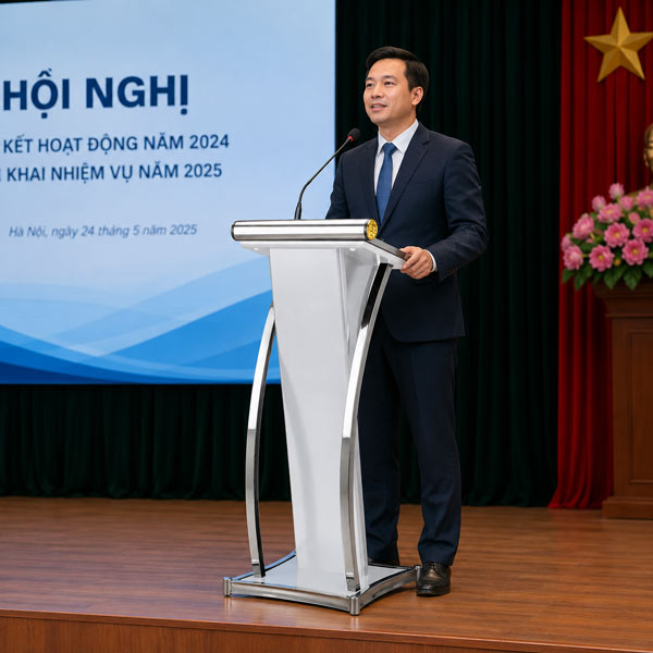 Bục phát biểu màu trắng hiện đại