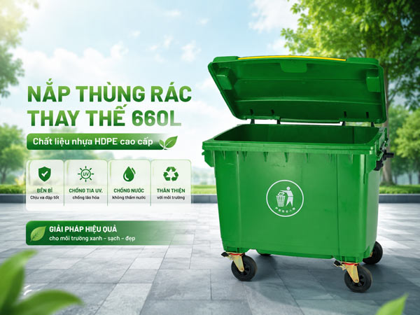 Nắp thùng rác nhựa 660L