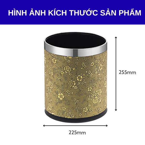 thùng rác bọc da không nắp