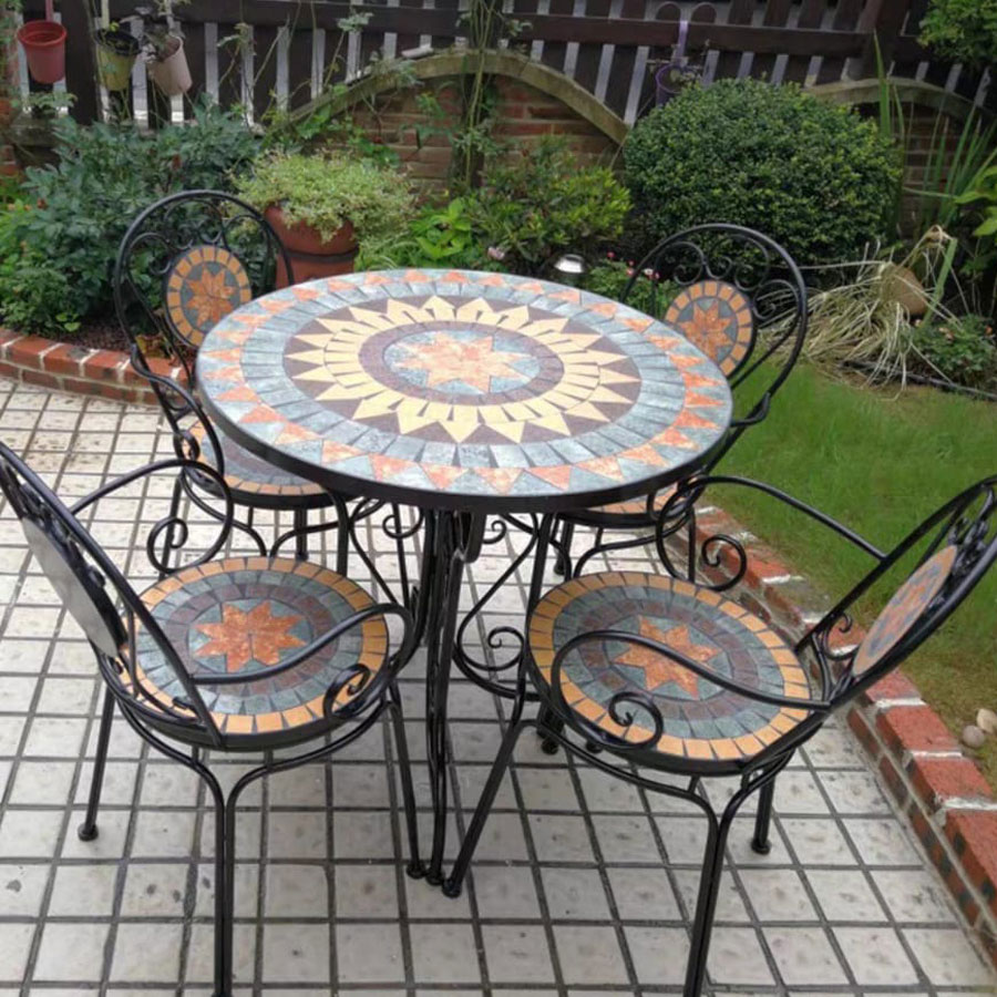 Ghế sân vườn ngoài trời họa tiết mosaic lựa chọn hoàn hảo cho bạn công, sân vườn