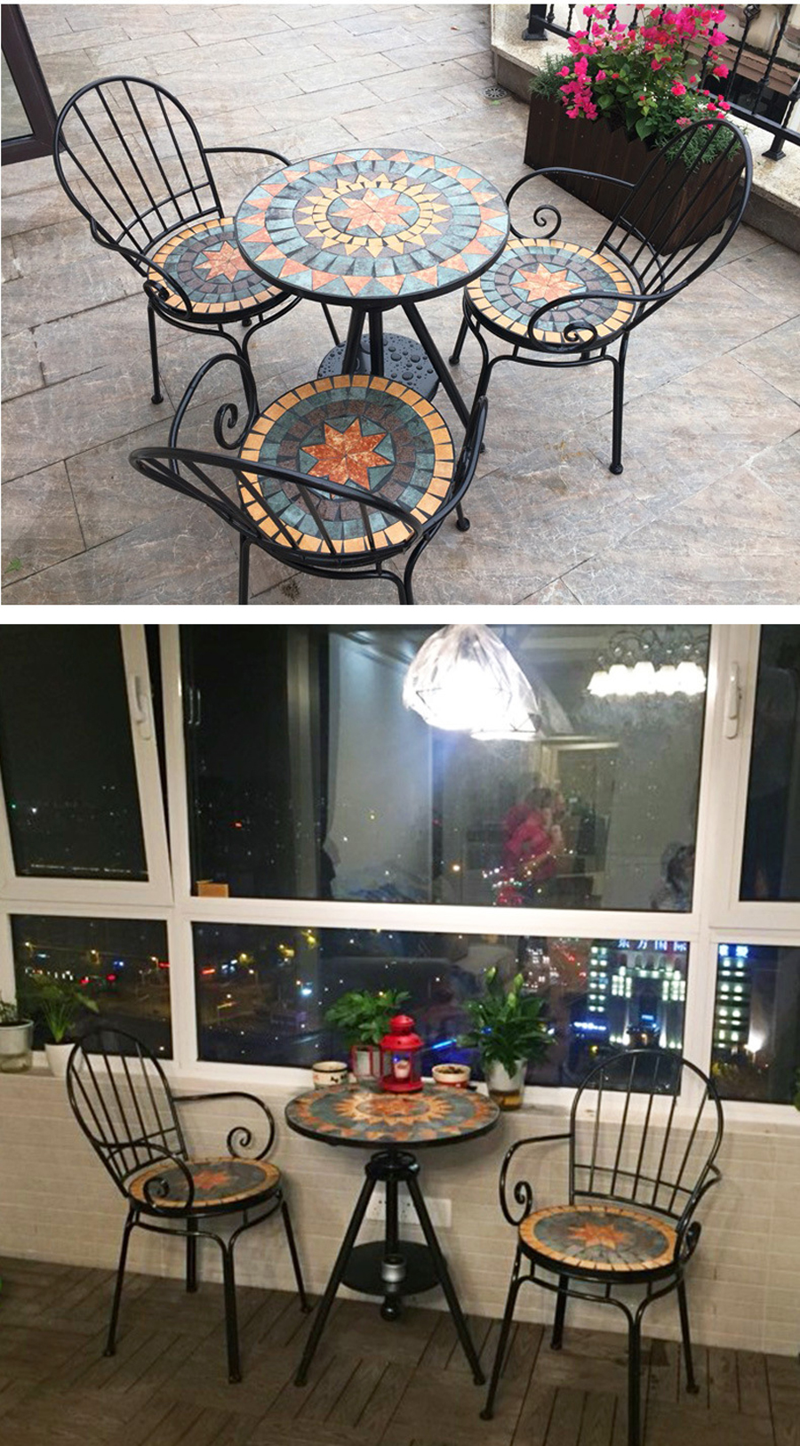 Ghế sân vườn họa tiết Mosaic thiết kế đẹp, giúp trang trí, làm đẹp không gian sử dụng