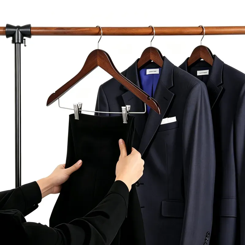 Móc gỗ treo quần áo kèm kẹp màu nâu HVMG-KN