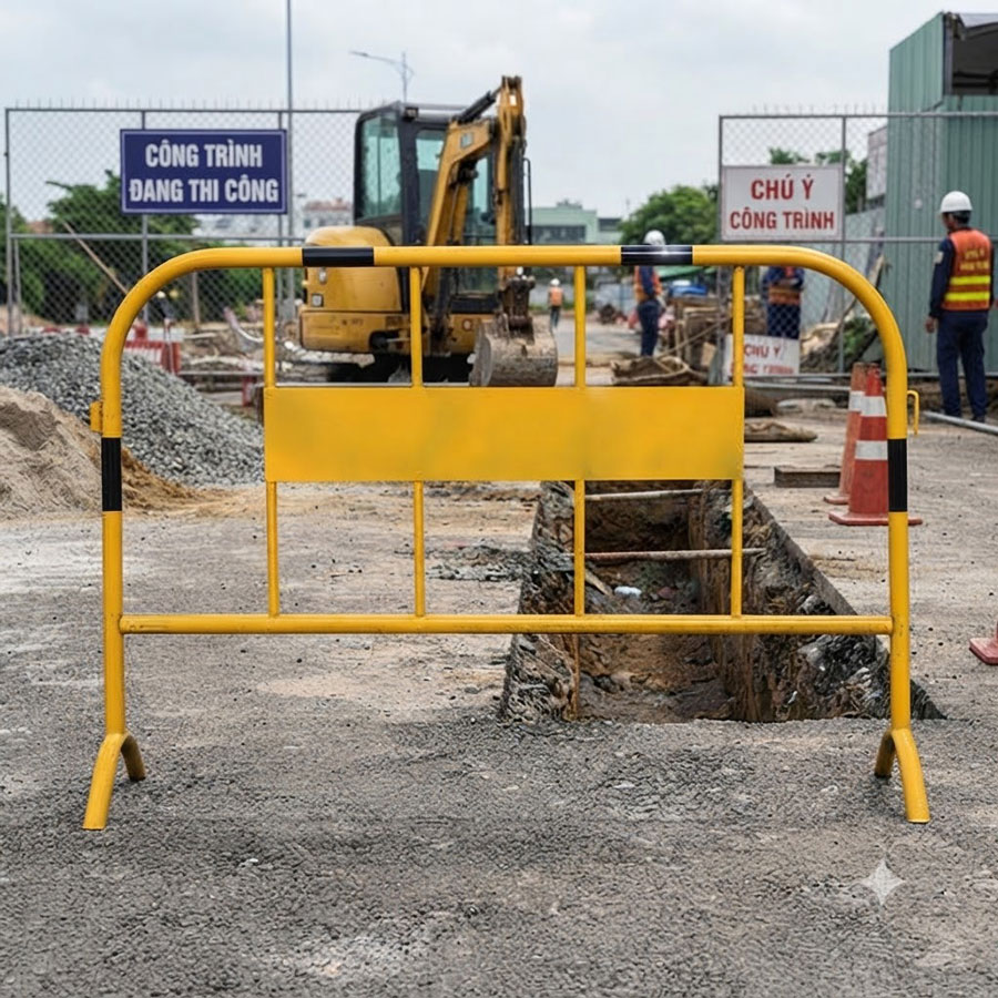 Rào chắn công trình HTRCMK thiết kế chắc chắn, bền bỉ, chịu mọi yếu tố thời tiết ngoài trời