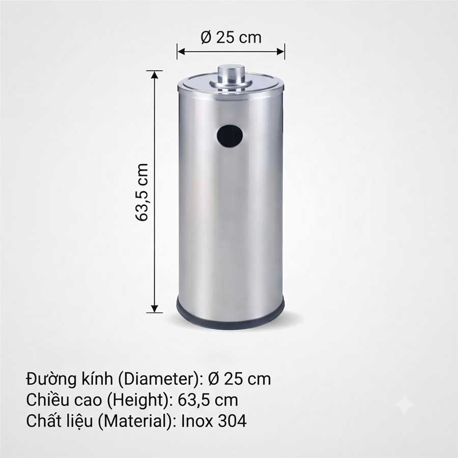 Kích thước thùng đựng pin tái chế bằng inox CGTCN-05