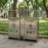 Thùng rác inox 2 ngăn ngoài trời có gạt tàn Paloca