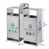 Thùng rác inox 2 ngăn ngoài trời có gạt tàn Paloca