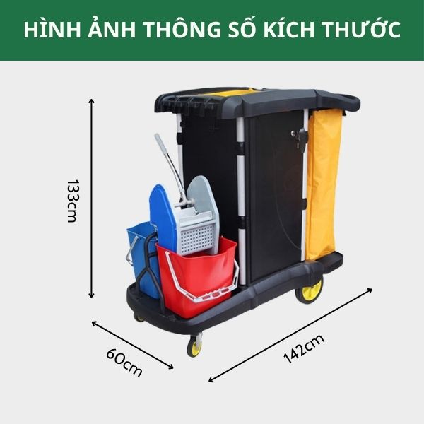 Kích thước xe đẩy dọn vệ sinh đa năng