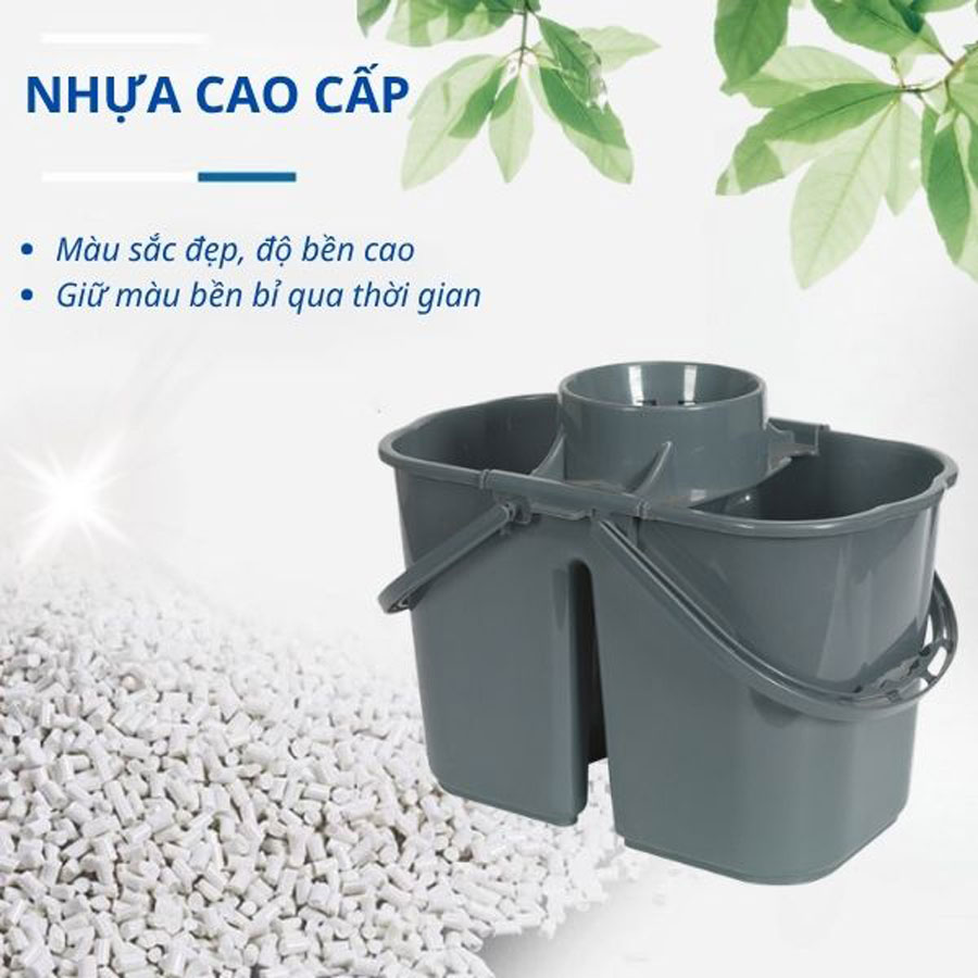 Xô nhựa lau nhà 2 ngăn được làm từ nhựa cao cấp, bền bỉ và an toàn