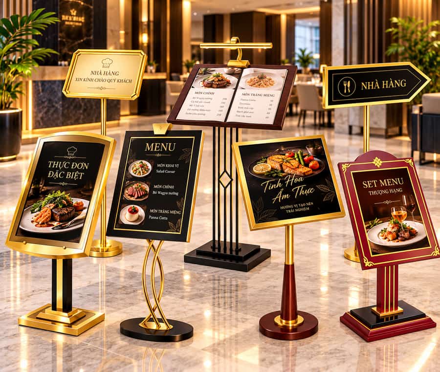 Bảng menu nhà hàng đa dạng kiểu dáng, chất liệu