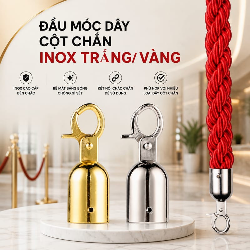 đầu móc dây cột chắn inox