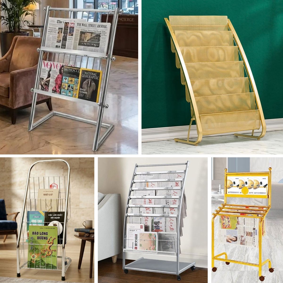 kệ để sách báo bằng inox