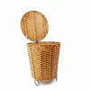 Sọt rác nhựa giả mây có nắp đậy kín