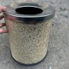 Thùng rác bọc giả da in hoa màu vàng