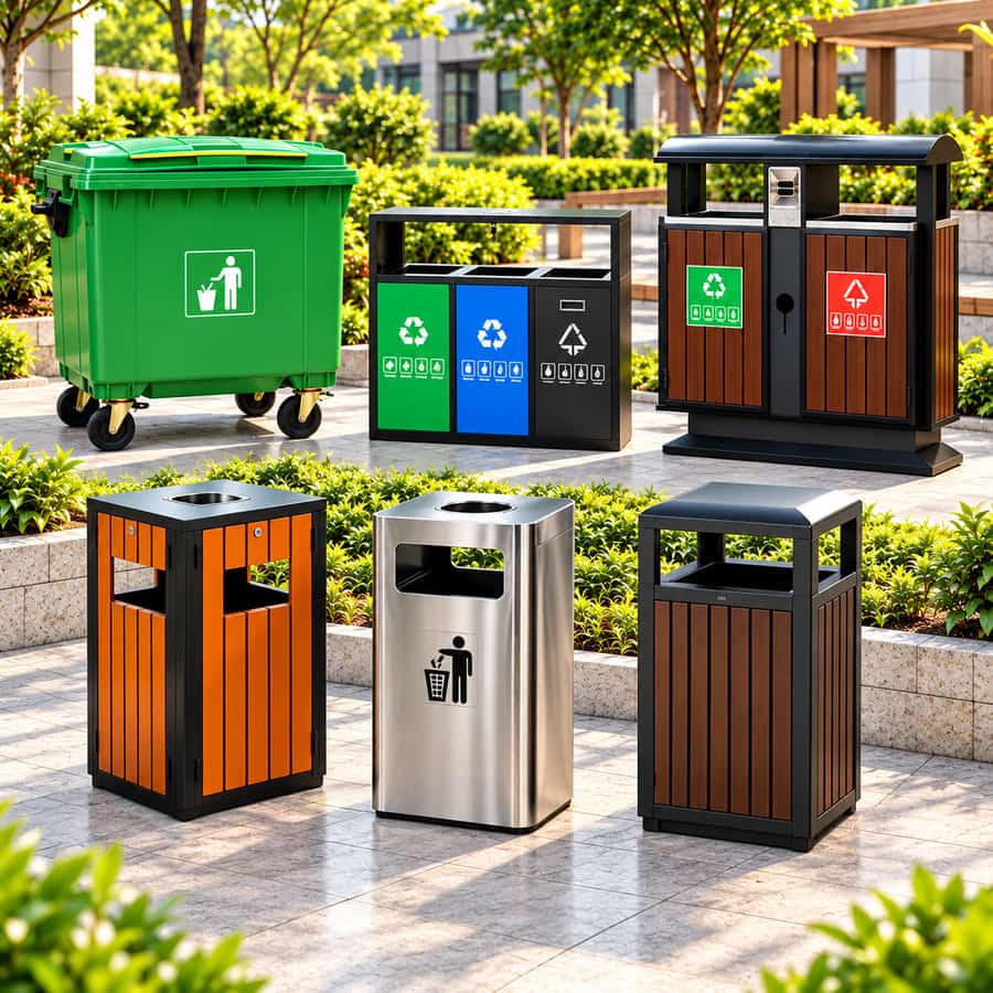 Thùng rác ngoài trời đường phố